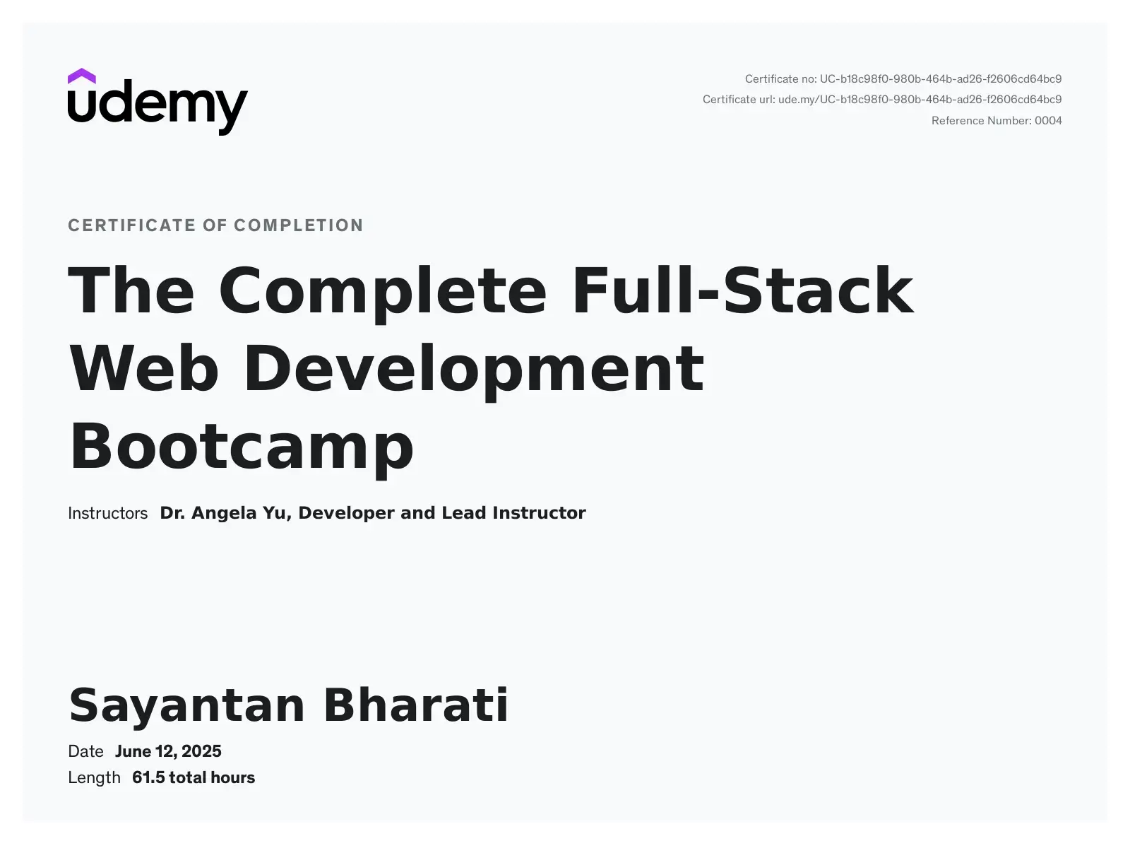 The Complete Full-Stack Web Development Bootcamp