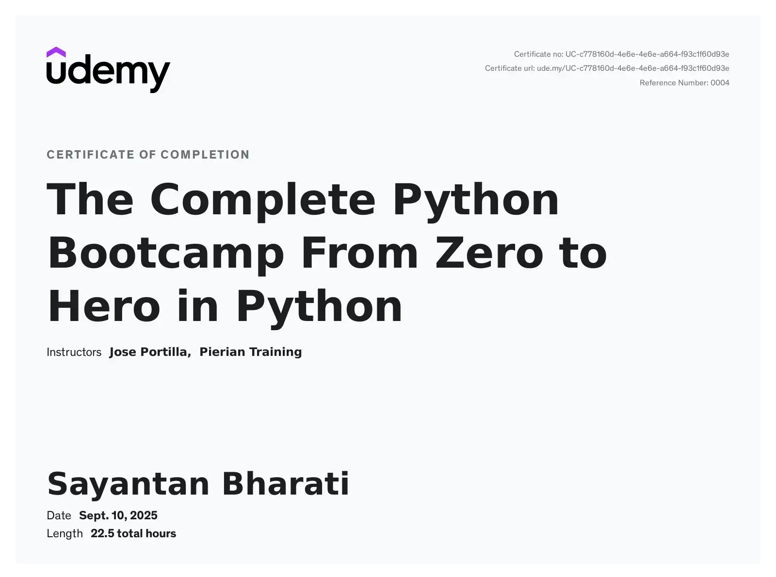 The Complete Python Bootcamp: From Zero to Hero